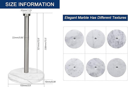 NearMoon Standing Paper Towel Holder, Kitchen Paper Towel Tissue Holder- for Bathroom Countertop, Standard or Jumbo-Sized Roll Paper (with Marble Base, Chrome Finish)