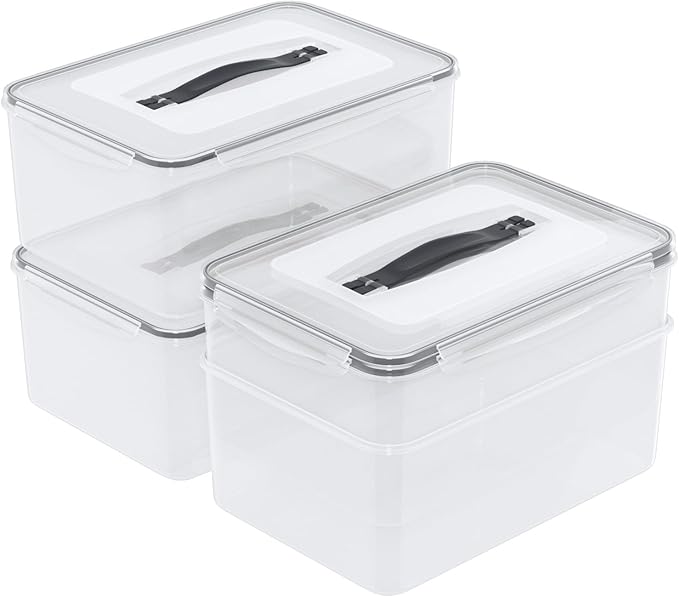 Asking 4-Pack 15 Quart Airtight Food Storage Containers, 14.5 L Clear Pizza Dough Proofing Box with Lid