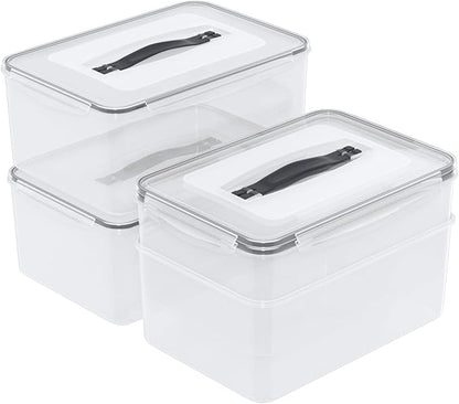 Asking 4-Pack 15 Quart Airtight Food Storage Containers, 14.5 L Clear Pizza Dough Proofing Box with Lid