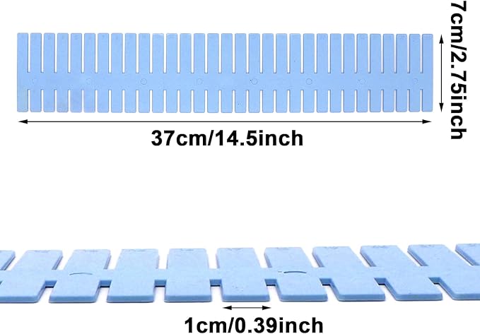 24Pcs Adjustable Drawer Dividers 14.5Inch Plastic Storage Drawers Divider White DIY Grid Drawer Organizer Dividers for Socks Underwear Makeup Clothes (Blue)