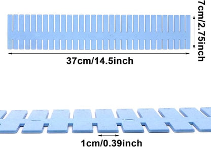 24Pcs Adjustable Drawer Dividers 14.5Inch Plastic Storage Drawers Divider White DIY Grid Drawer Organizer Dividers for Socks Underwear Makeup Clothes (Blue)