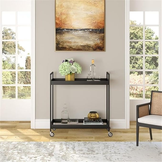 Cooper 33'' Wide Rectangular Bar Cart in Blackened Bronze