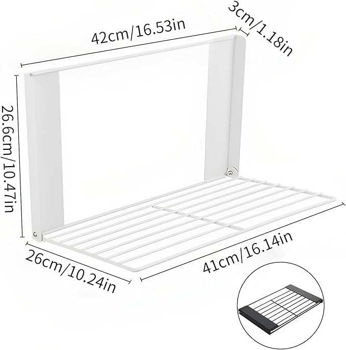 Magnetic Multi-Purpose Organizer Shelf – Space-Saving Side Storage for Washing Machine & Bathroom, Folding Towel Rack for Laundry Room & Camper Sink Area – White