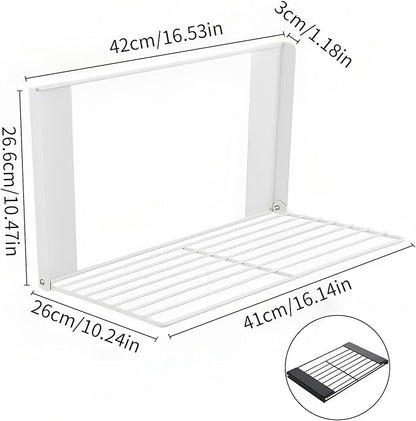 Magnetic Multi-Purpose Organizer Shelf – Space-Saving Side Storage for Washing Machine & Bathroom, Folding Towel Rack for Laundry Room & Camper Sink Area – White