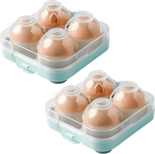 4 Girds Egg Holder Container, Plastic Egg Storage Box Shockproof Protection, Portable Egg Tray Carriage Dispenser for Refrigerator Camping Picnic Travel Kitchen Outdoor (Blue)