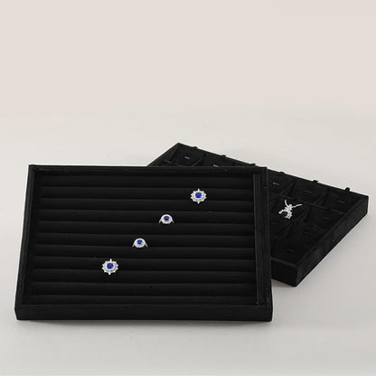 Ring Display Tray, Velvet Jewelry Trays,Premium Ring Organizer,Luxury Stud Earring Organizer,Black Jewlery Organizer