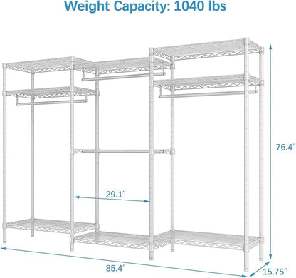 VIPEK V5i Plus Wire Garment Rack Heavy Duty Clothes Racks for Hanging Clothes, Large Free Standing Wardrobe Closet Metal Clothing Racks with Adjustable Shelves for Bedroom, White