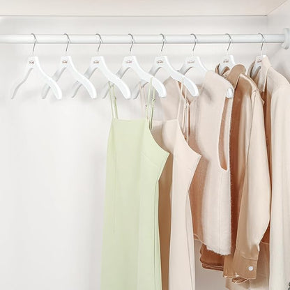 TOPIA HANGER Wooden Coat Hangers 12 Pack, Premium Wood Suit Sweater No Shoulder Bump Hangers, 360° Swivel Hook and Cut Notches Clothes Hangers for Sweater, Coat, Shirts, Hoodies, Dress, White CT84W