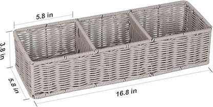 Elegant Toilet Decor Basket: Gray Moisture-resistant Divided - Scandinavian Organizer Resin Wicker 2-Pack