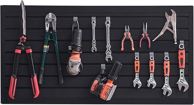 VEVOR Slat Wall Paneling, 2 x 4 ft, PVC Garage Slatwall with Modular Design, Black Slat Wall Easy-to-Install Adjustable Slatwall Panel with Coupling Structure & DIY Cutting, Fits for Storage & Display