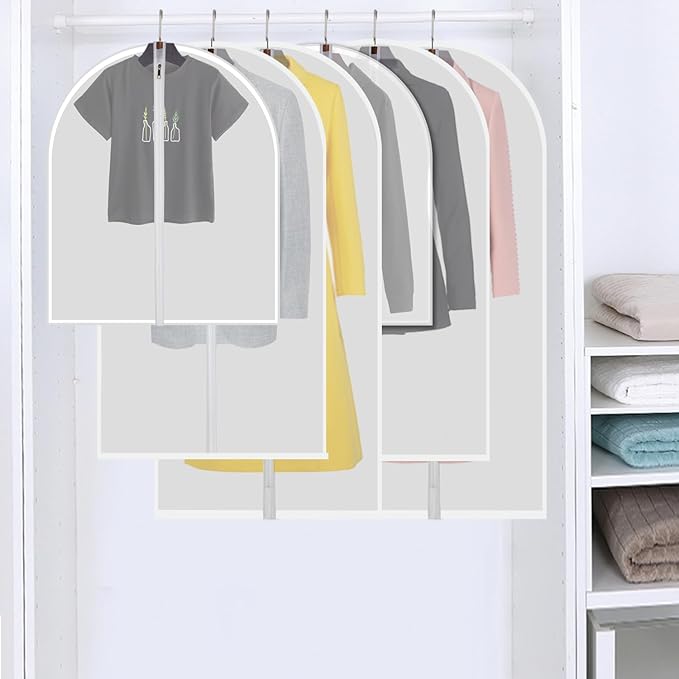 Garment storage clothing bags - 40 inch PEVA garment covers closet storage bag set for 12pcs with Mesh Laundry Bag Included