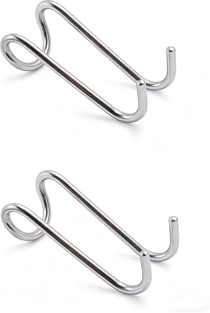 Shower Door Hooks, 2 Pack Dual-Hook Organizer with Non-Slip Rubber Coating for Towels and Clothes, Space-Saving Bathroom Storage Solution