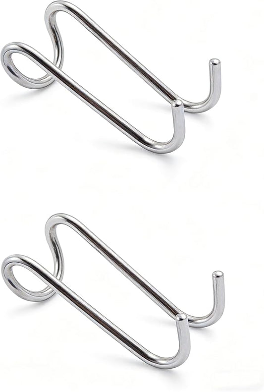 Shower Door Hooks, 2 Pack Dual-Hook Organizer with Non-Slip Rubber Coating for Towels and Clothes, Space-Saving Bathroom Storage Solution