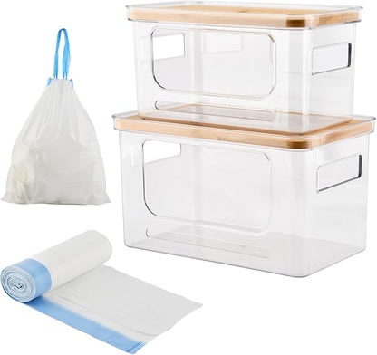 Trash Bag Dispenser Holder -Plastic Garbage Bag Pantry Organizer, Clear Large Laundry Pods Container with Lid, Stackable Under Sink Kitchen Laundry Room Organization and Storage