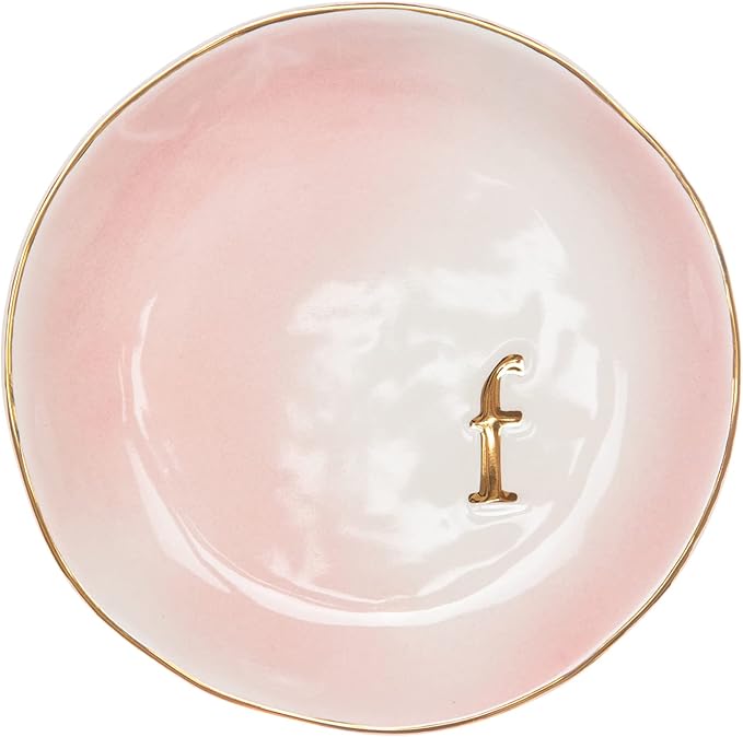 COLLECTIVE HOME - Ceramic Jewelry Tray, Decorative Trinket Dish for Rings Earrings Necklaces Bracelet Watch Keys, Birthday Mother's Day Christmas Gift for Women, 4.75", Colored Surface (F)