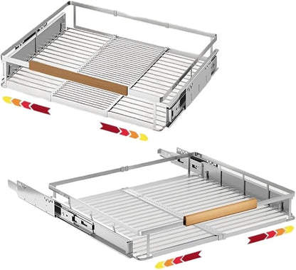 taiheis 2 Pack Expandable Pull Out Cabinet Organizer，Side Mounting 23.2~39.99"x22.5"Cabinet Pull Out Shelves, Expandable Slide Out Spice Rack for Kitchen Bathroom Office