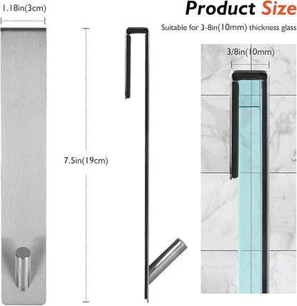 Kontoyo Shower Door Hooks(7.5 Inch),Extended Over Door Hooks for Bathroom Frameless Glass Shower Door,Stainless Steel Towel Hooks,Heavy Duty Rack Hooks for Robe,Towel-4 Pack-Silver