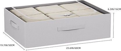 CYhom Under Bed Storage Bins Frame Storage Box Oxford Fabric Sturdy Underbed Container Foldable Stackable Large Capacity Clothes Organizer