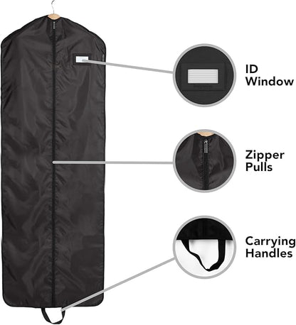 Covermates Keepsakes Garment Bag Set - Premium Polyester - Full Length Zipper - ID Window - Carrying Handles - Closet Storage, Black