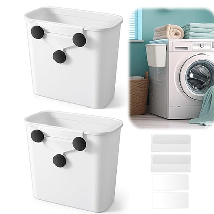 2 Pcs 2.1 Gallon Magnetic Hanging Trash Can Wall Mounted Plastic Garbage Container Lint Bin for Laundry Room Hanging BBQ Utensils Organizer Holder for Kitchen Cabinet Bedroom Bathroom Camping