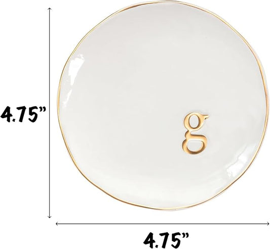 COLLECTIVE HOME - Ceramic Jewelry Tray, Decorative Trinket Dish for Rings Earrings Necklaces Bracelet Watch Keys, Birthday Mother's Day Christmas Gift for Women, 4.75", Glossy (g)