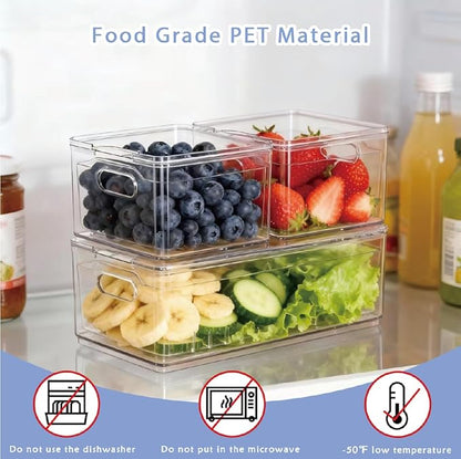 Tayuoo Household Transparent PET Fruit Draining and Washing colander food storage boxes plastic cookie containers refrigerator organizers (3, 1 rectangle 2 squares)