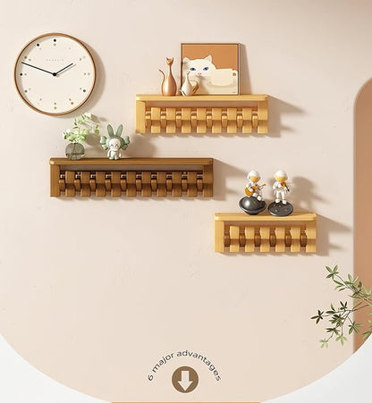 Wall Mounted Coat RackHooks Piano Key Hangers Natural Solid Wood Hanger Non-Woven Fabric Clothes Hangers for Closet, Kitchen, Bedroom, Bathroom, Entryway (Tray-Beech, 4 Hooks)