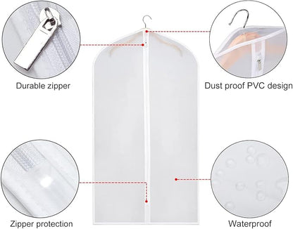 Zilink Clear Garment Bags Suit Bag for Storage 43-inch with Sturdy Zipper Suit Cover for Suit, Coat, Dress Clothes Cover Storage, Set of 10