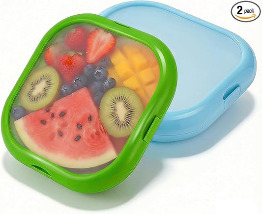 LYLHZRMDGC 2 Pack Reusable Silicone Storage Boxes, Avocado Saver & Onion Storage for Avocado, Cut Onions, Tomatoes, Garlic and Leftovers in Fridge (Blue/Green)