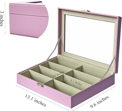 UnionPlus 8-Slots Sunglasses Case Organizer, Eyeglass Glasses Display Holder Collector, Multiple Sunglasses Storage Case, Violet Tulle