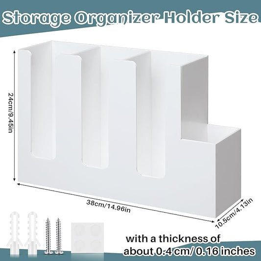 Cunhill 4 Compartments Acrylic Coffee Cup and Lid Storage Organizer Holder Disposable Paper Cup Dispenser Organizer Plastic Lid Holder Accessories for Kitchen Bar Shop Party Supplies (White)