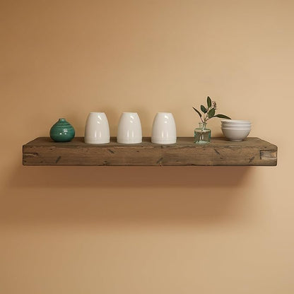 Urbandi Rustic Distressed Floating Shelves, Set of 2, Handmade Out of Pine Wood, 3 Inch Thick, Made in USA (Aged Barrel, 48Lx3Hx8D)