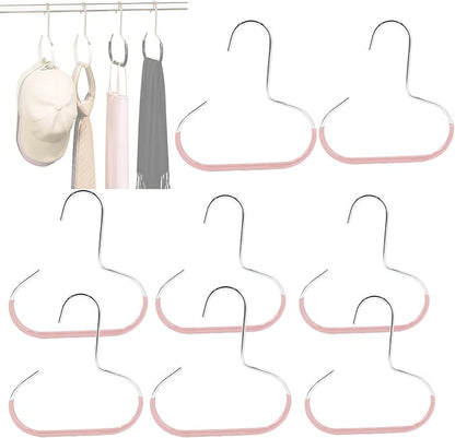 Durable Steel Hangers Maximize Closet Space with Versatile Storage, Hat Organizer Durable Stainless Steel, Durable Steels Hangers for Caps, Ties, Scarves, Clothes (Pink,8pcs)