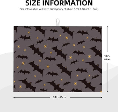 Star Bats Witchy Dish Drying Mat 18x24 For Kitchen Counter Absorbent Microfiber Dishes Pad Dish Drainer Rack Mats Fast Dry Kitchen Accessories