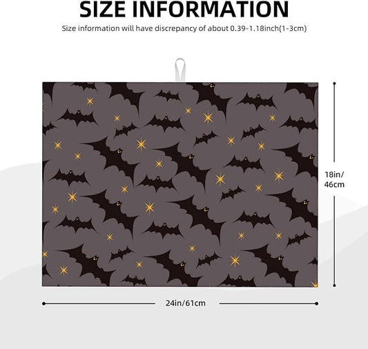 Star Bats Witchy Dish Drying Mat 18x24 For Kitchen Counter Absorbent Microfiber Dishes Pad Dish Drainer Rack Mats Fast Dry Kitchen Accessories