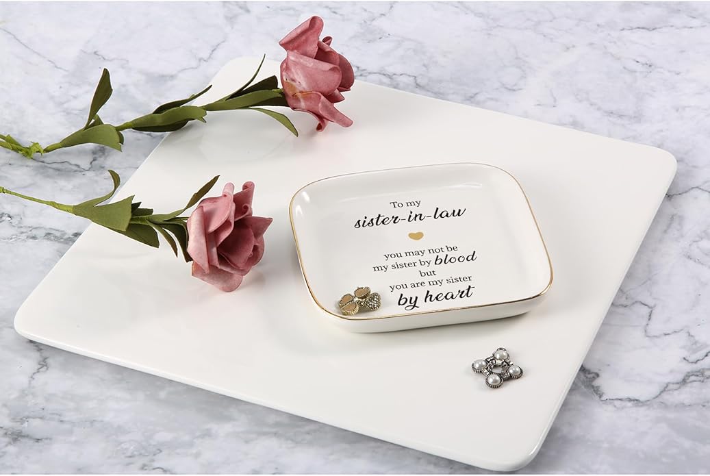 Scwhousi Ring Dish Jewelry Tray for Friend Mom Sister Maid of Honor,Birthday Mother's Day Christmas Gifts