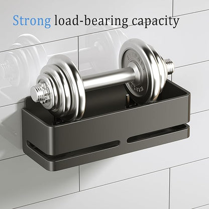 YESENT Bathroom Shower Caddy (5-Piece Set Storage Rack), Wall-Mounted Shelf with soap Dish and Toothbrush Holder, no Drilling Required, Ideal for Bathroom Storage and Also Suitable for Kitchen (Grey)