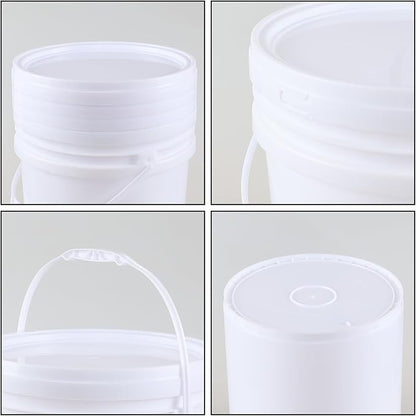 Teyyvn 7 Gallon White Plastic Food Bucket with Handles and Lid, Set of 4 Food Storage Pail Multipurpose Bucket with Lid
