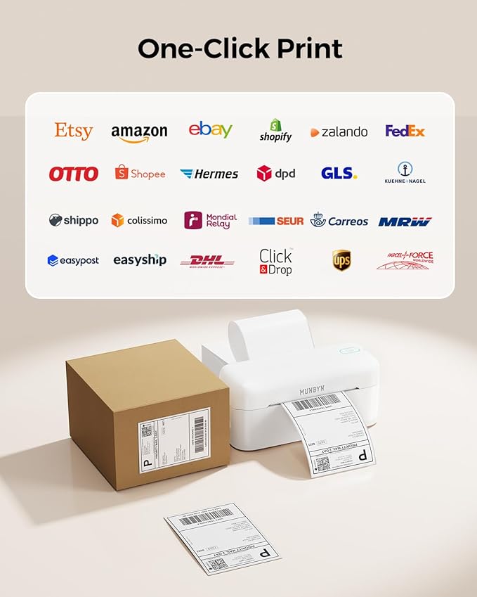 MUNBYN Bluetooth Thermal Label Printer RealWriter RW402B, 4x6 Shipping Label Printer for Small Business, Compatible with Android, iPhone and Windows, Mac, Chromebook, Ebay, USPS, FedEx, Shopify