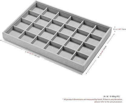 24 Grids Jewelry Tray Earring Organizer Tray Ring Earrings Holder Jewelry Drawer Organizer Storage Display Holder (Grey)