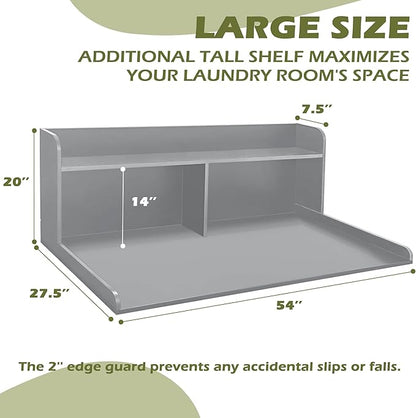 Royxen Laundry Countertop with 20“ Shelf Universal Fit, Washer and Dryer Countertop with Storage Space, Gray