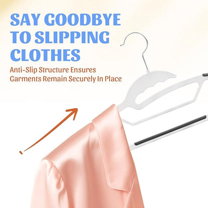 Sishynio Plastic Hangers 30 Pack, Non-Slip Slim Hangers with 360 Degree Rotating Hook, Space Saving Heavy Duty Clothes Hangers for Closet Wardrobe, Shirts, Pants, Coats(White)