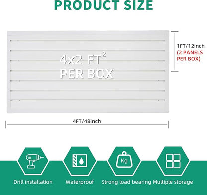 Slatwall Panel 4x2 ft Garage Slat Wall Storage Systems, White Slat Wall Paneling Garage Organizer Storage, Garage Tool Organizer Wall Mount Storage & Organization Products PVC Wall Panels Slat Board
