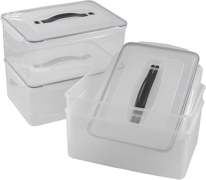 Yuright 4 Packs Airtight Food Storage Container, 15 Quart Clear Latching Storage Bin with Seal Lid, Sealed Fresh Keeping Box