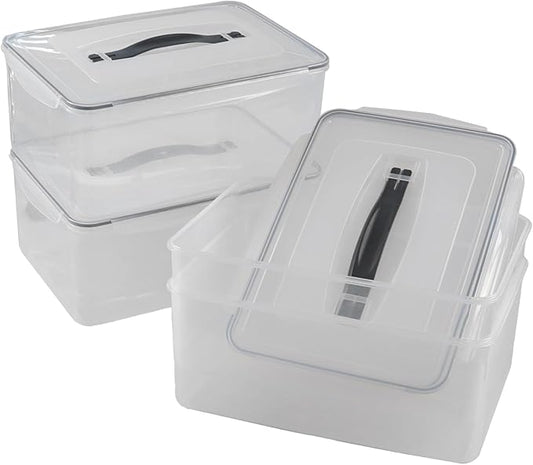 Yuright 4 Packs Airtight Food Storage Container, 15 Quart Clear Latching Storage Bin with Seal Lid, Sealed Fresh Keeping Box