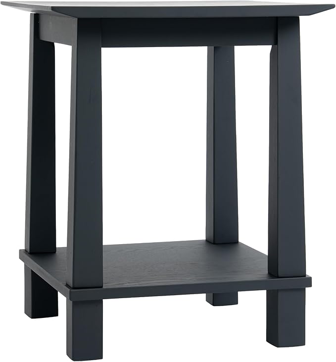 chairus Square End Table, Modern Accent Nightstand with 2-Tier Storage Shelf, Solid Wood Small Side Table for Living Room/Bedroom, Black