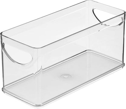 iDesign Recycled Plastic Cabinet and Pantry Storage Bin with Integrated Handles – 10” x 4.25” x 5”, Clear Bin