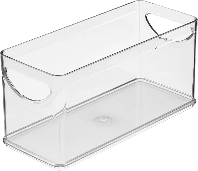 iDesign Recycled Plastic Cabinet and Pantry Storage Bin with Integrated Handles – 10” x 4.25” x 5”, Clear Bin