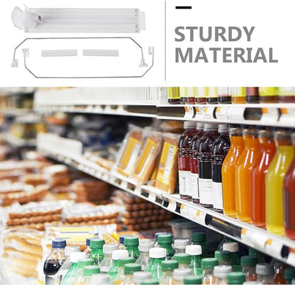 PRETYZOOM Drink Organizer for Fridge White Plastic Automatic Pusher Glide, 12'' Depth Self-Pushing Drinking Bottle Rack, Soda Dispenser for Fridge, Shelves