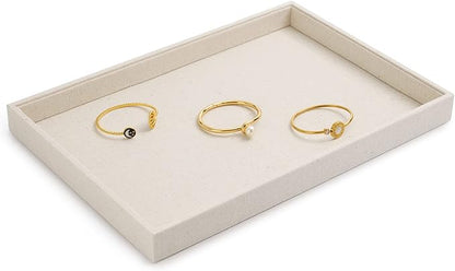 Oirlv linen Jewelry Display Trays Stackable Necklace Bracelet Ring Showcase Display Empty Plate(Pack of 1)